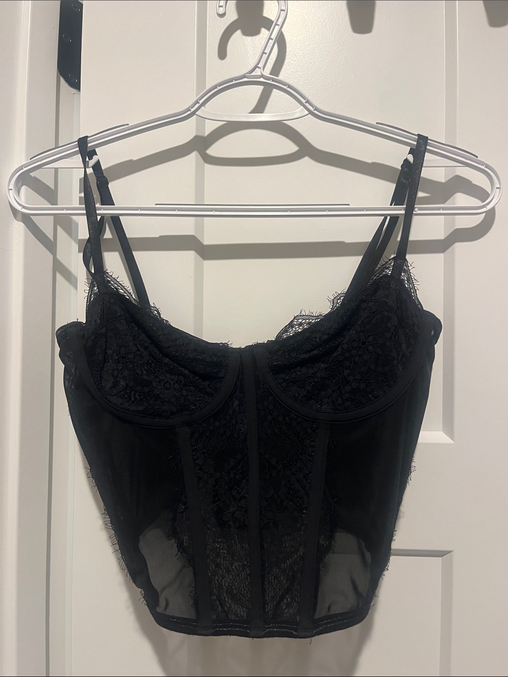 White Fox Black Lace Corset Bustier Top - Women size M